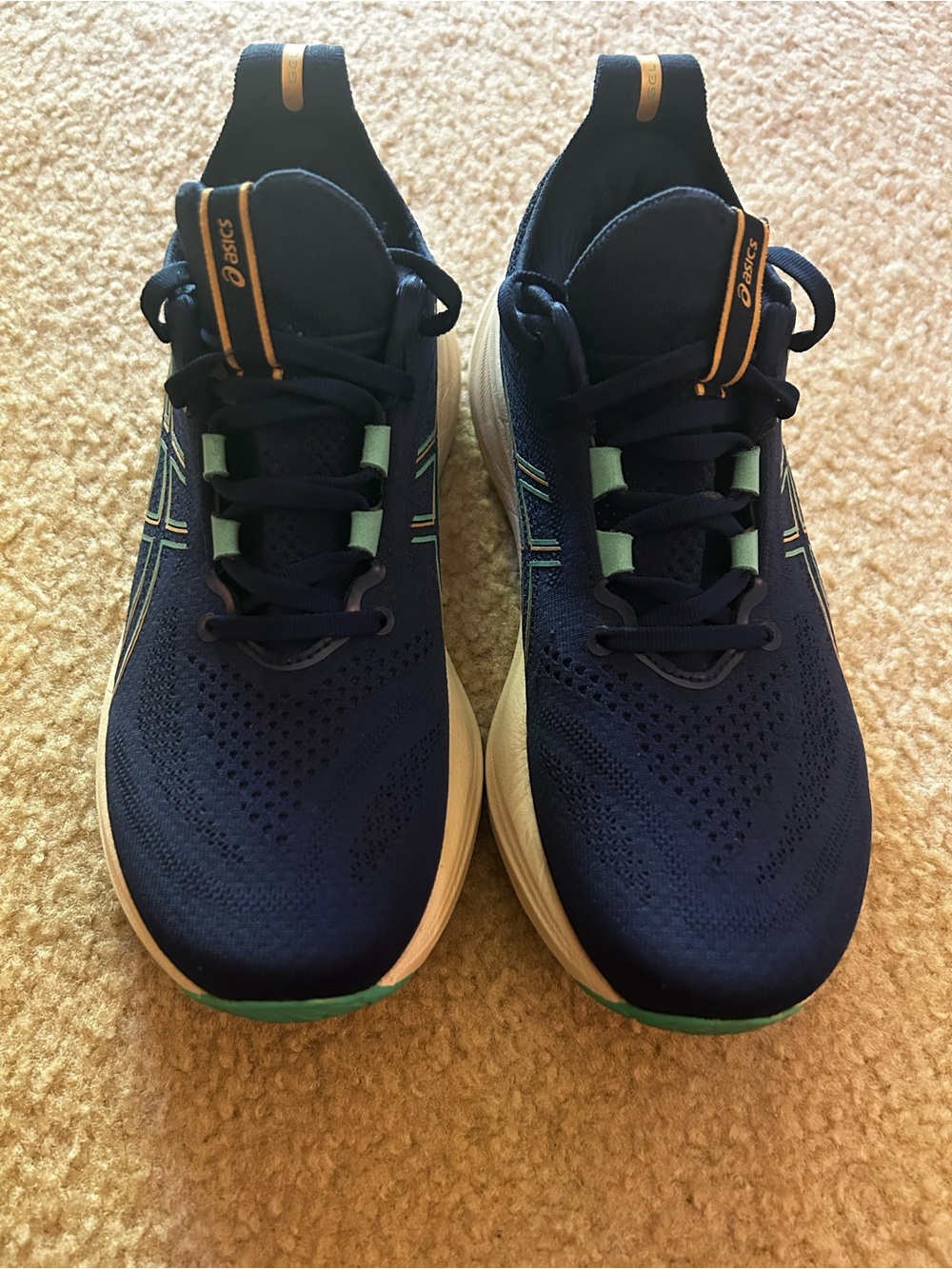 Asics Navy Blue Sneakers with Mint Accents